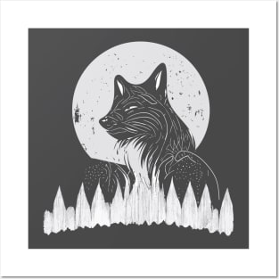 Cute Moonlight Wolf Posters and Art